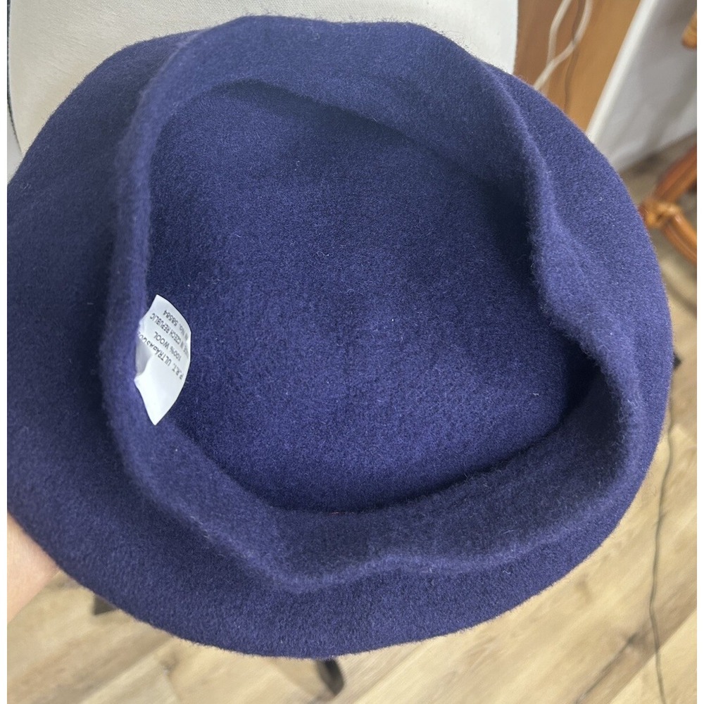 P. R. T. Ultrabasque 100% Wool Felt Unisex Navy Blue Made In Czech Republic - Picture 4 of 6
